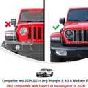 Linksip Angry Eye Headlight Covers Compatible with 2024 2025+ Jeep Wrangler JL 4XE & Gladiator JT Sport Rubicon Sahara Willys Mojave, Head Lamp Angry Bird Bezel Rings, Exterior Accessories(Black)