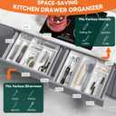 Lixple Bamboo Drawer Organizer, Extra Large Silverware Organizer for Kitchen Drawer, Stackable Utensil Organizer, 2 Pcs Toilet Tank Topper Tray, Wooden Toilet Paper Basket (White, 17 X 6 X 2 Inch)