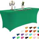 IVAPUPU 6FT Table Cloth for Rectangular Fitted Events Stretch Emerald Green Table Covers Washable Cover Spandex Tablecloth Protector for Party, Wedding, Cocktail, Banquet, Festival