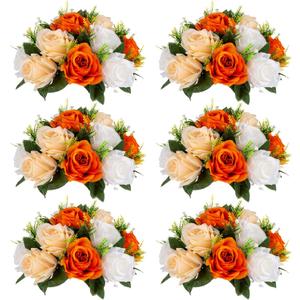 Sziqiqi Orange Fake Flowers for Fall Decoration Kissing Flower Balls for Wedding Centerpieces Tables Flower Centerpiece Arrangement for Party Festival