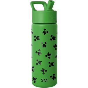 Simple Modern Summit Water Bottle with Straw Lid | Minecraft 18oz Stainless Steel Cup Insulated Tumbler for Girls, Boys, School | Minecraft Creeper