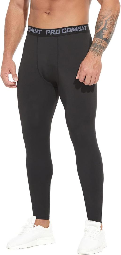 SS COLOR FISH Men Compression Pants Athletic Baselayer Workout Legging Running Tights for Men (Black, XL)