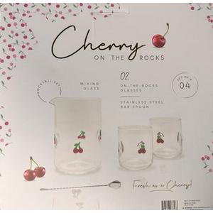 Cherry On The Rocks Mixing Glass Set of 4