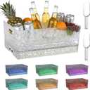 Colorful LED Ice Buckets for Parties, 15Liter / 4 Gallon Big LED Light Beverage Tub with 2 Shovels, Beverage Bucket for Bar, Family Gathering & Nightclub Essential (A)