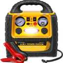 6 in 1 Jump Starter for Up to 8.5L Gas or 8.0L Diesel Engine,Upgraded 2200 Peak Amp 12V Auto Battery Car Starter with Air Compressor 150 PSI Tire Inflator,400 Watt Inverter AC/DC/USB Outlets