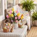 Canlierr Easter Decoration Artificial Easter Tulip and Egg in Pot 12" Tall Potted Spring Tulip Flower Decor for Table Centerpiece Mantel Party Gift(Classic) (Pastel)