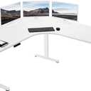Agilestic L Shaped Standing Desk Adjustable Height, Electric Corner Standing Desk, 63 x 55 inch Sit Stand Computer Table with Splice Board, White 