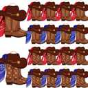 Mooliwe 32 Pcs Western Cowboy Cowgirl Boots Gift Paper Bags with Paisley Bandanas Western Themed Favors Western Kraft Paper Bags Bachelor Party Last Rodeo Party Supplies (Brown)