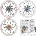Horse 3 Pieces Ultra-thick Farmhouse Rustic Wall Decor, Wooden Frame Iron Flower Farmhouse Hanging Decoration for Outdoor,Bedroom, Living Room, Bathroom, Kitchen,Indoor (White)