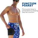 UNICOMIDEA Men Swim Trunks with Compression Liner 9 Inch Long Board Shorts (X-Large, A2 Blue White)