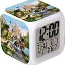 LED Alarm Clock Dinosaur Jurassic Design Creative Desk Table Clock Glowing Electronic Colorful Digital Clock for Unisex Adults Kids Toy Birthday Present