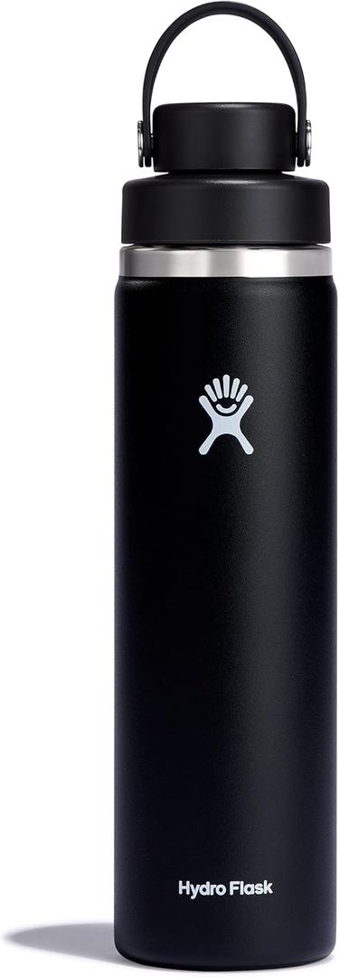 Hydro Flask Water Bottle - Insulated Stainless Steel - Wide Mouth Flex Chug Lid, Non Spill, Leakproof in 24 Oz Black