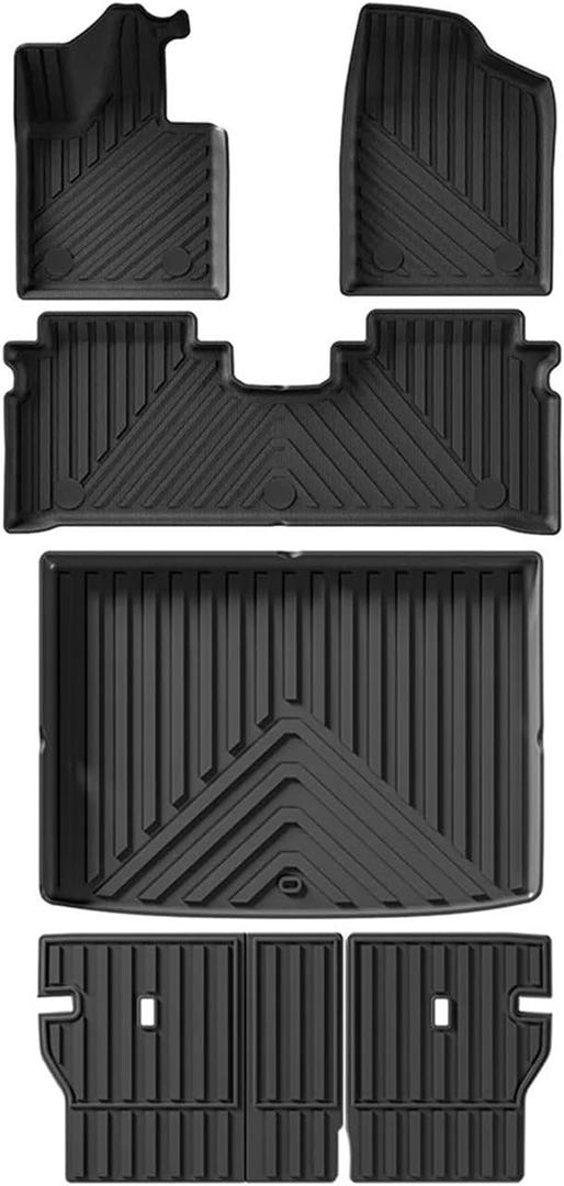 Compatible for Chery ICAR03 JAECOO J6 2025-2023 Floor Mats Trunk Mat with Backrest Mat Cover TPE Waterproof Foot Liner for Gas LHD & RHD(6pcs Sets LHD)