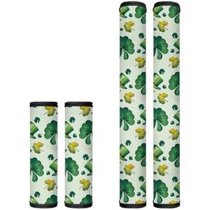 Depleadofei St Patrick's Day Refrigerator Door Handle Cover Set of 4 Green Leaves Print Replacement Kitchen Appliance Gloves Keep Off Fingerprints Food Stains