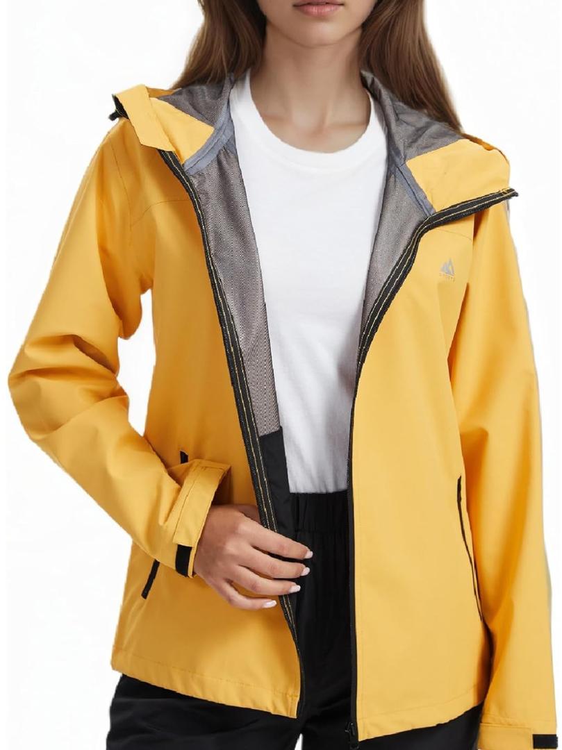 LAZAWG Rain Jacket Women Rain Coat with Hood Lightweight Breathable Waterproof Raincoat for Hiking Outdoor Travel Size XL
