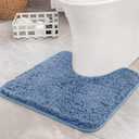 MIULEE Blue Toilet Rugs U-Shaped，Soft Absorbent Microfiber Bathroom Rugs Non Slip Quick Dry Fluffy Contour Bath Mats for Toilet Base Bathroom Floor, Machine Washable, 20x20 Inch