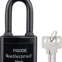 FIGODE Outdoor Waterproof Padlock, Large Heavy Duty Sturdy Covered Laminated Steel Keyed Lock, 2.2 in. Wide, Long Padlock