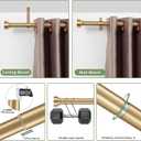 16-86 Inch Curtain rods, 1 Inch Diameter Splicing and Telescoping Structure Window Treatment Rods Set Adjustable Drapery Rods Heavy Duty Pole, Warm Gold