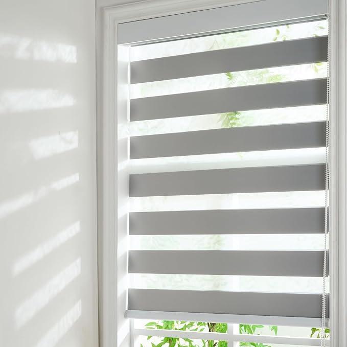 Zebra Roller Shades, Zebra Blinds for Window, Window Blinds for Indoor, Light Control Light Filtering for Day and Night, 31''W X 72''H, Gray