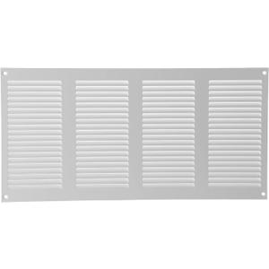 Vent Systems 16'' x 8'' Inch (Overall Dimensions) White Metal Air Vent Cover - Louvered Rectangular Return Grill with Built-in Protective Mesh Screen - HVAC Ventilation Grille for Home Improvement