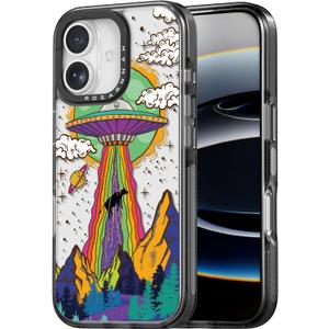 for iPhone 17 Case Cute - Durable Shockproof 6.6 ft Drop Impact Phone Case - Funny UFO Design (6.3") Black