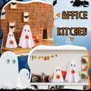 Amyhill 2 Pcs Halloween Ghost Decor Indoor, Spooky Halloween Decorations with Pumpkin Ghost Table Decor for Home Table Centerpiece Shelves Mantel Kitchen Office Fireplace Party (White)