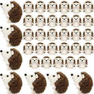 Zubebe Mini Hedgehog Toy Bulk Graduation Plush Stuffed Animal 4 Inch Small Party Favor Decoration DIY Keychain Kid Children Classroom First Day of School Gifts for Baby Shower Birthday(24 Pcs)