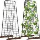 Heavy Duty 50"x17" Adjustable A-Frame Trellis for Climbing Plants – Rust-Proof Metal Garden Trellis with Dense Grid Design, Perfect for Raised Beds, Tomatoes, Cucumbers & Outdoor Vines (Black, 2 Pcs)