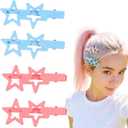 4Pcs Pink & Light Blue Y2K Star Hair Clips, Metal Duckbill Hairpins
Cute Side Bang Clips for Women Girls, Kawaii Hair Styling Accessories for Daily Outfit Birthday Gifts