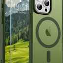SUPFINE Magnetic for iPhone 15 Pro Case (Compatible with MagSafe) (Military Grade Drop Protection) Translucent Matte Shockproof with Anti-Fingerprint Phone Case,Cangling Green