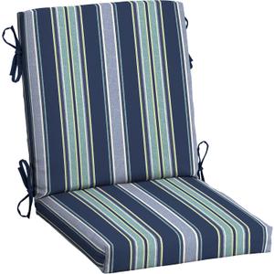 ARDEN Outdoor Midback Chair Cushion, 18 x 16.5, Rain-Proof, Fade Resistant Sapphire Aurora Blue Stripe