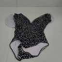 Women's One Piece Ruffle Swimsuit Tummy Control Bathing Suit V Neck Shell Stitched Swim Suit Slimming Swimwear (Large, Black White Spot)