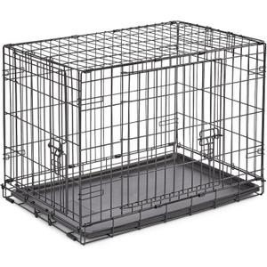 New World Double Door Folding Metal 30-Inch Dog Crate, Includes Leak-Proof Pan, Floor Protecting Feet, & New Patented Features, for Medium-Sized Breeds New World Double Door Folding Metal 30-Inch Dog Crate, Includes Leak-Proof Pan, Floor Protecting Feet, & New Patented Features, for Medium-Sized Breeds