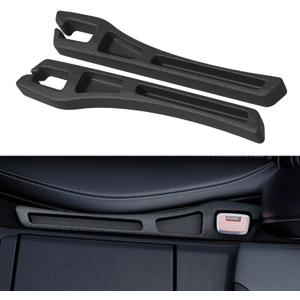 Car Seat Gap Filler Organizer, 2PCS Multifunctional Vehicle Fill Gap Blocker with Storage Slot Between Seat & Console, Anti-Drop Auto Interior Organization, Universal Fit (Black)