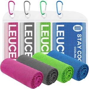 4 Pack Cooling Towels (40"x12"), Cooling Towels for Neck and Face, Gym Towel for Working Out, Soft Breathable Microfiber Ice Towel for Yoga Sport Running Golf (Dark Blue/Green/Rose Red/Dark Grey)
