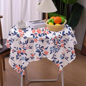Spring Floral Small Square Table Cloth 36 inch Outdoor Party Card Table Cover for 2-4 Seats Restaurant Coffee Table Cloth Washable Fabric Cute Pink and Blue Flower