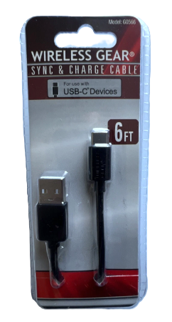 Wireless Gear 6 ft sync and charge cable for USB-C Devices, Pack Of 2 