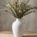 Ceramic Flower Vase with Handles,10" Neutral Tall Clay Beige Terracotta Vases Farmhouse Table Vases with Handle Living Room Decor Rustic Pottery Pots for Home Shelf Coffee Dining Desk Fireplace