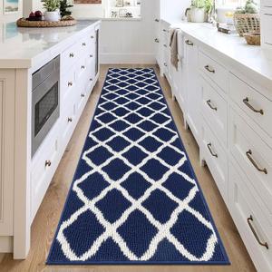 SHACOS Kitchen Runner Rugs 2x6 ft Washable Rug Runner Dirt Trapping Non Slip Rubber Backing Hallway Entryway Runners Laundry Room Floor Carpet Mats, Navy Blue