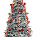 6ft Premium Artificial Pre-Decorated Lighted Popup Christmas Tree with Hanging Balls for Xmas Decoration Ready Christmas Tree (Gold and Red)