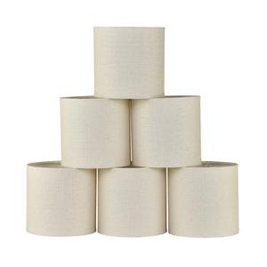 LAMPWELL MEMO Clipon Chandelier Fabric Lamp Shades,Set of 6,Small Drum,5.2"×5.2"×H5.2",Linen, Handmade,Modern Trendy Decorative,ONLY FOR CANDLE BULB,Beige
