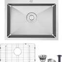 POPFLY 23 Inch Drop in Kitchen Sink, 23×18 Inch Top mount Small Bar Prep Sink, 304 Stainless Steel 9 Inch Deep Single Bowl Overmount Sink, Brushed