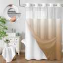 No Hook Shower Curtain and Liner Set,Ombre Beige Hotel Waffle Shower Curtain with Liner 75" L x 72" W