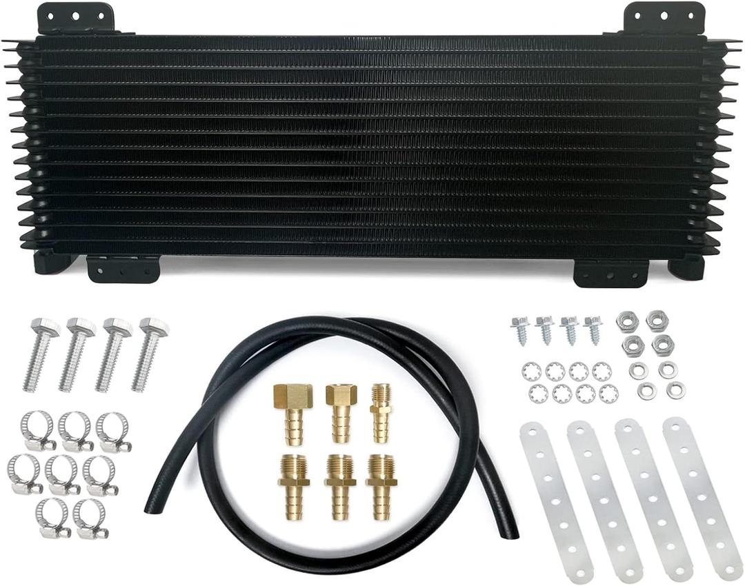 Low Pressure Drop Transmission Oil Cooler LPD47391 40K Trans Cooler Compatible with Heavy Duty 40,000 GVW Max including Mounting Hardware, Towing Applications and Advanced Cooling Protection 47391 (BLACK)