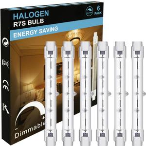 R7S J118mm T3 Halogen Light Bulbs, 120V 500W Type THalogen Bulbs LED Replacement, 4.6 Inch Long Double Ended Light Bulb for Work, Security,Landscape Lights, Dimmable 6 Pack