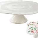 BPFY 10 Inch White Ceramic Cake Stand (Holds 10 Inch Cake), Decorative Cupcake Stand, Dessert Display Plates for Snacks and Cookies, Baby Shower, Birthday, Wedding Party Decor