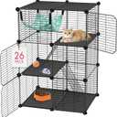 VISCOO Cat Cage, 3-Tier DIY Catio Cat Enclosures, 16.5"L x 12.6"W x 4.7"H Cat Playpen Indoor & Outdoor with Hammock, Detachable Metal Wire Kennel Cats Crate, 2x1x3 Exercise Place for 1-2 Kitten