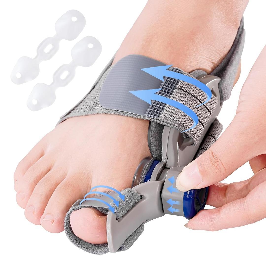 Bunion Corrector for Women & Men,Treat Medi Bunion Fix,Comfortable Toe Straightener - Orthopedic Bunion Splint for Big Toe Alignment, Hallux Valgus Correction, Left/Right Feet Relief (Gray)