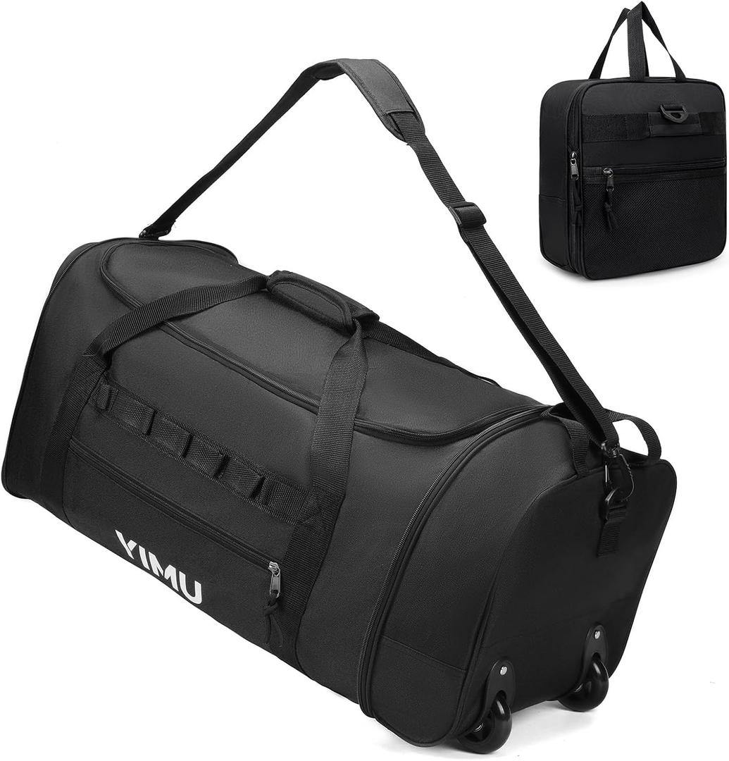 Large-Capacity Foldable Travel Bag, Single-Shoulder Hand-Held Wheeled Bag, Lightweight Travel Luggage Bag, Portable Luggage Bag Storage Bag for Business Trips (Black)