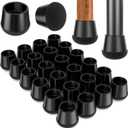 Chair Leg Floor Protectors Large 24Pcs,Silicone Chair Leg Protectors for Hardwood Floors/Tiles,360Wrapped Felt Bottom to Prevent Scratch and Reduce Noise, Round Black(Fit:1.2"-1.5")